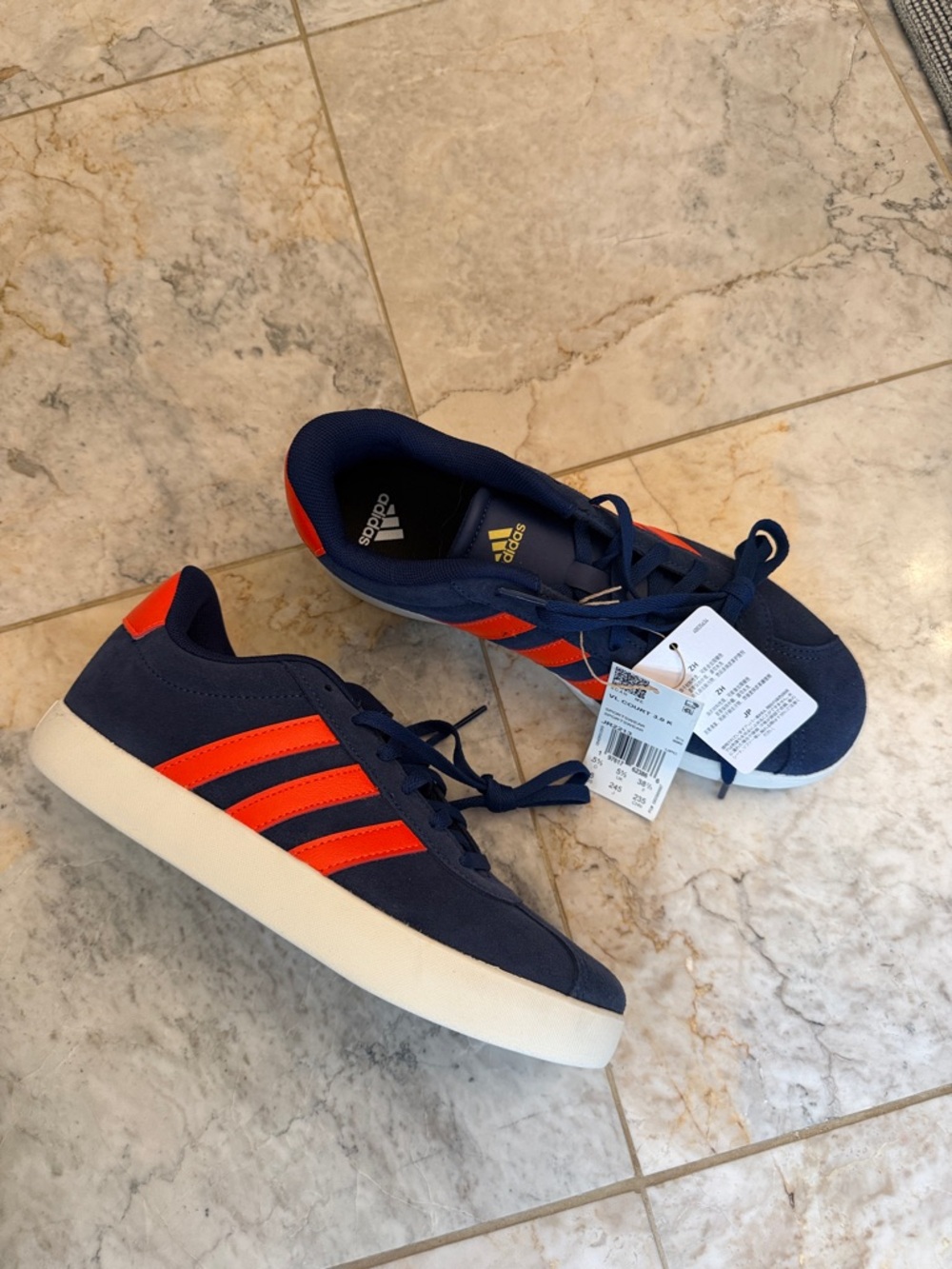 adidas Kids Navy and Orange Low-Profile Sneakers